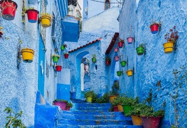 a brightly coloured Moroccan street